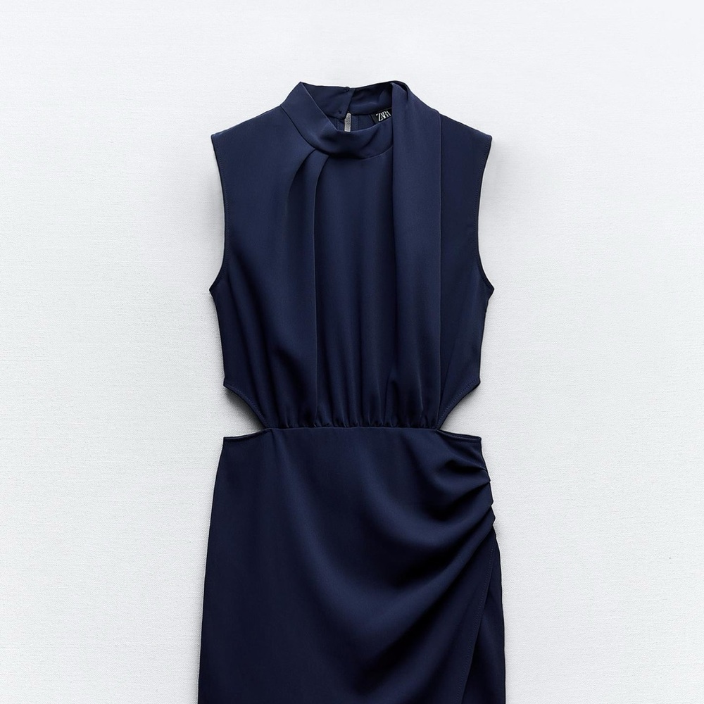Zara Blue Asymmetrical Cut Out Sheath Dress